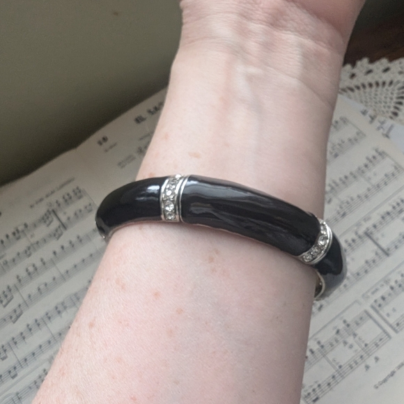 Black and Silver Stretch Bracelet - Picture 2 of 5
